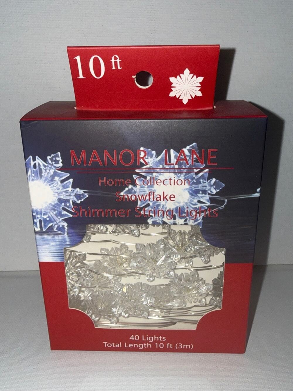 Snowflake Shimmer String Lights - Clear/White (10 ft)